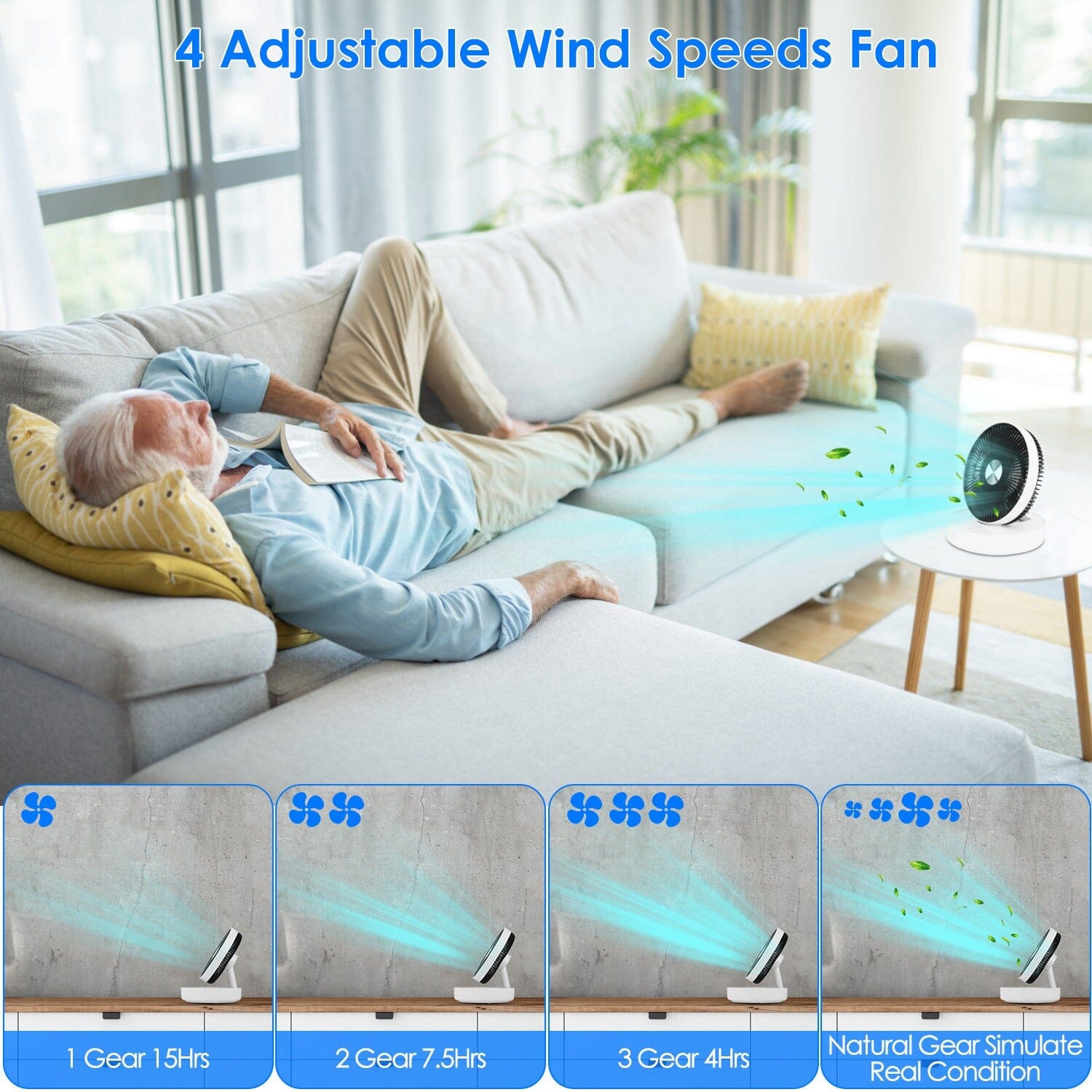 Foldable Rechargeable LED Desk Fan Wall Mounted with Magnetic Remote __stock:50 Household Appliances refund_fee:1800 Warranty