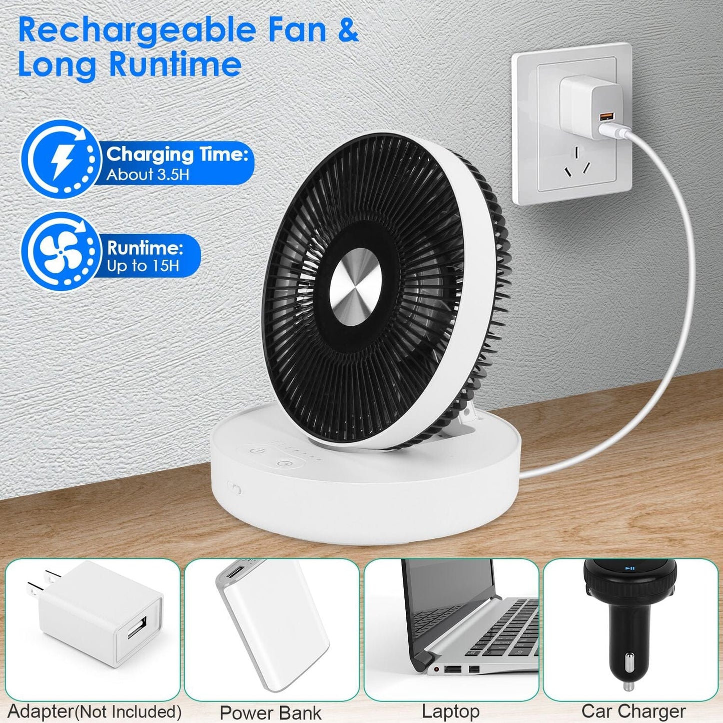 Foldable Rechargeable LED Desk Fan Wall Mounted with Magnetic Remote __stock:50 Household Appliances refund_fee:1800 Warranty