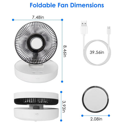 Foldable Rechargeable LED Desk Fan Wall Mounted with Magnetic Remote __stock:50 Household Appliances refund_fee:1800 Warranty