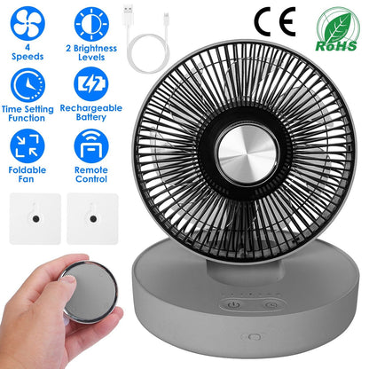 Foldable Rechargeable LED Desk Fan Wall Mounted with Magnetic Remote __stock:50 Household Appliances refund_fee:1800 Warranty