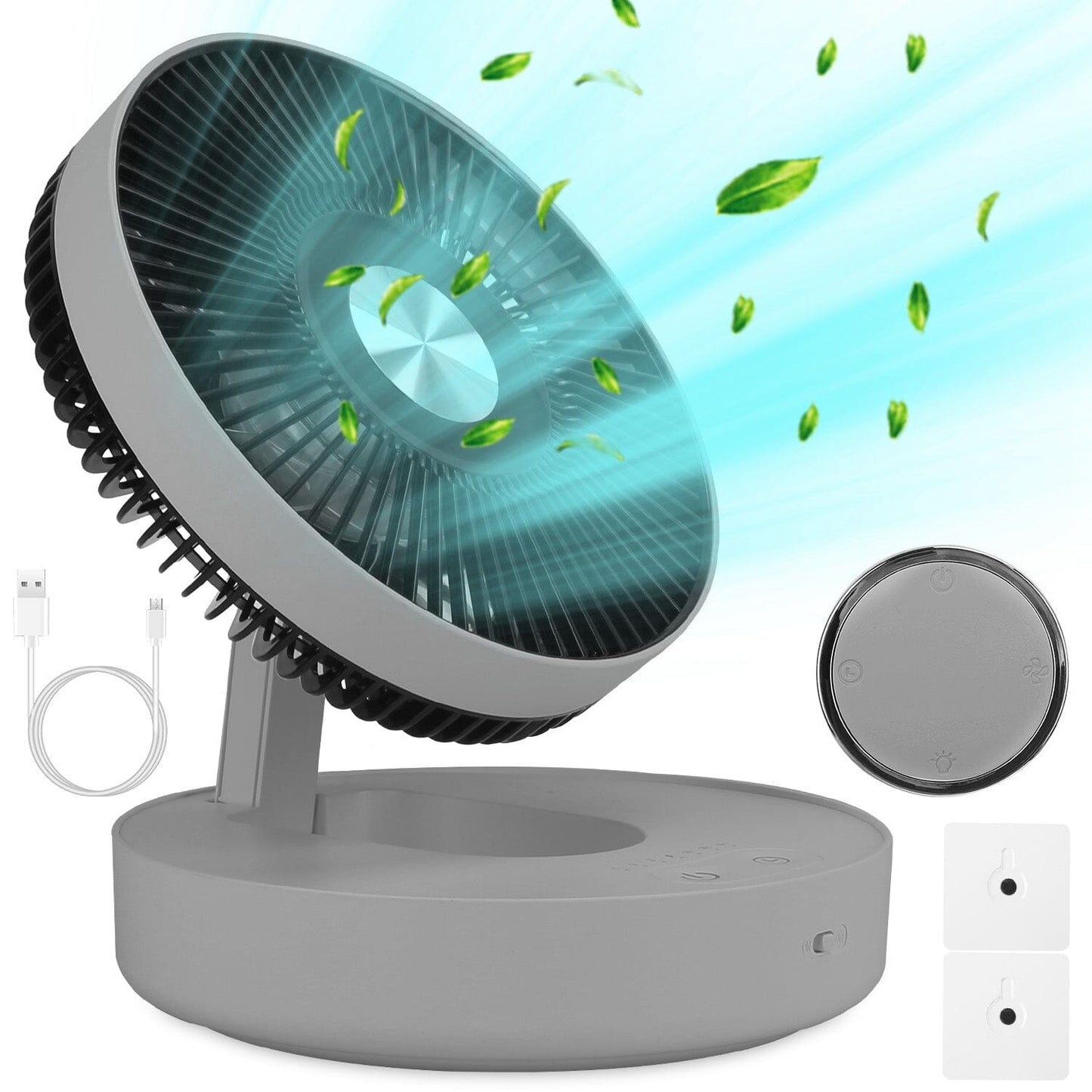 Foldable Rechargeable LED Desk Fan Wall Mounted with Magnetic Remote __stock:50 Household Appliances refund_fee:1800 Warranty