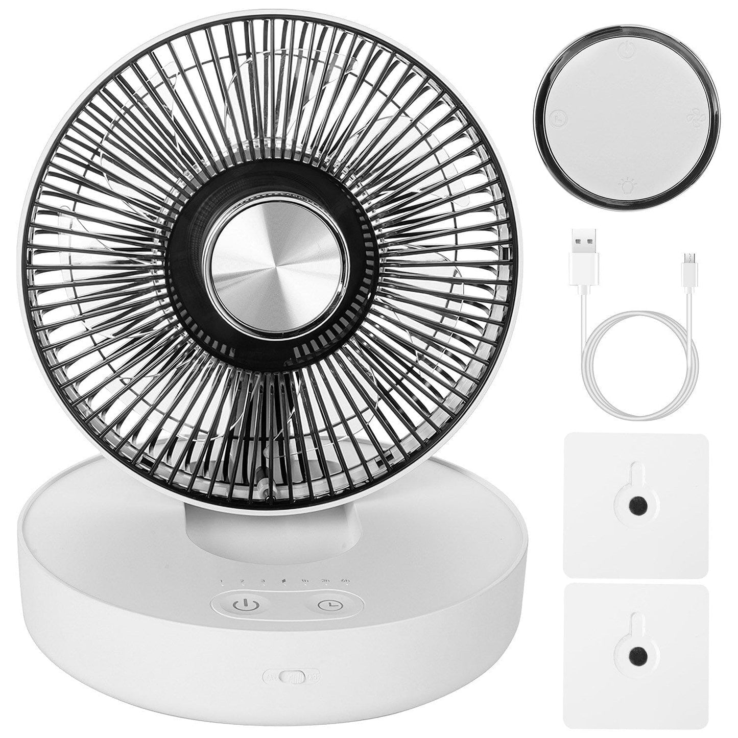 Foldable Rechargeable LED Desk Fan Wall Mounted with Magnetic Remote White __stock:50 Household Appliances refund_fee:1800 Warranty