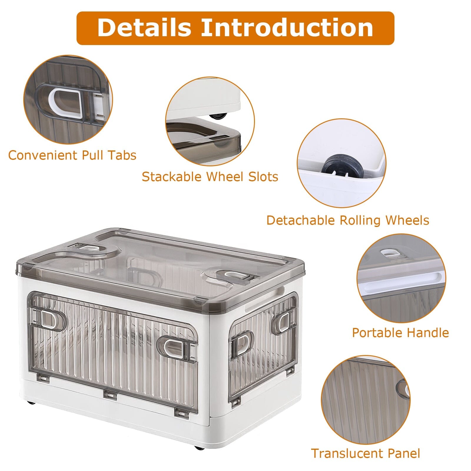 Foldable Storage Bins with Lid 4 Doors Collapsible Stackable with Lock __stock:50 Kitchen & Dining refund_fee:1800