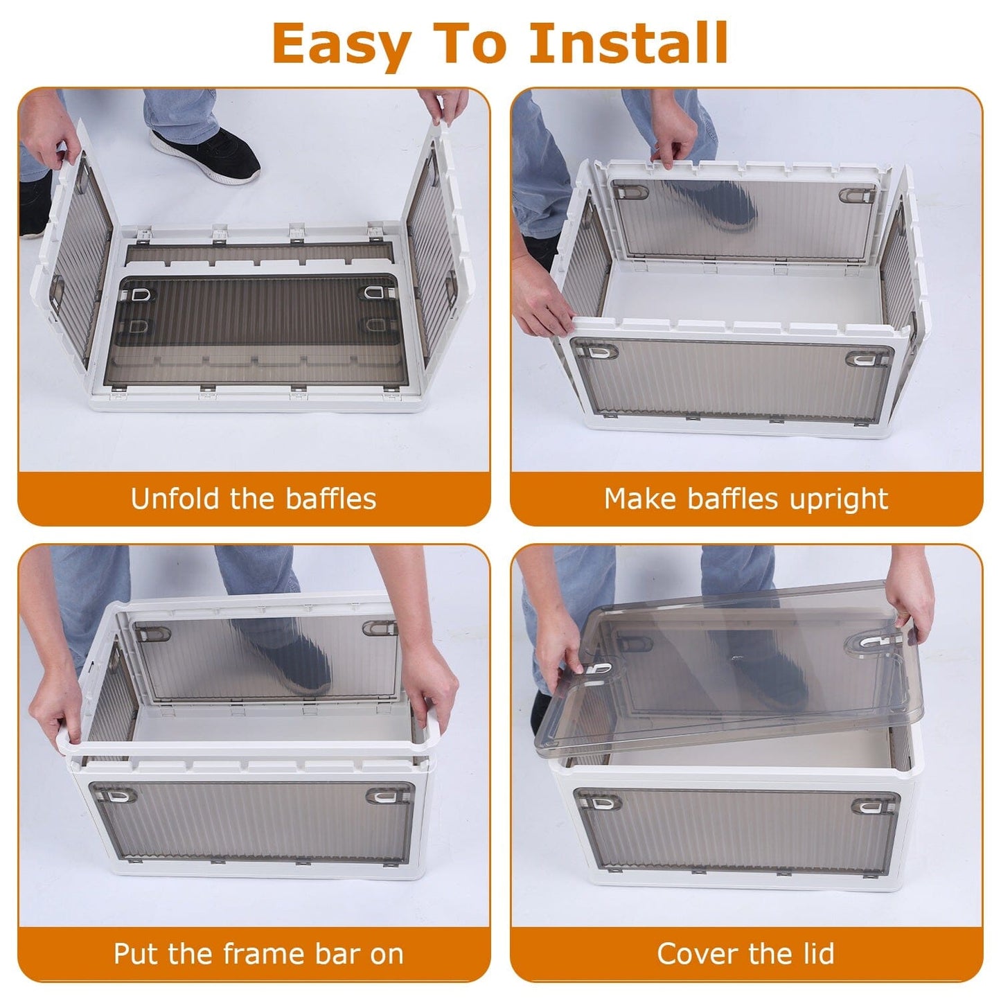 Foldable Storage Bins with Lid 4 Doors Collapsible Stackable with Lock __stock:50 Kitchen & Dining refund_fee:1800