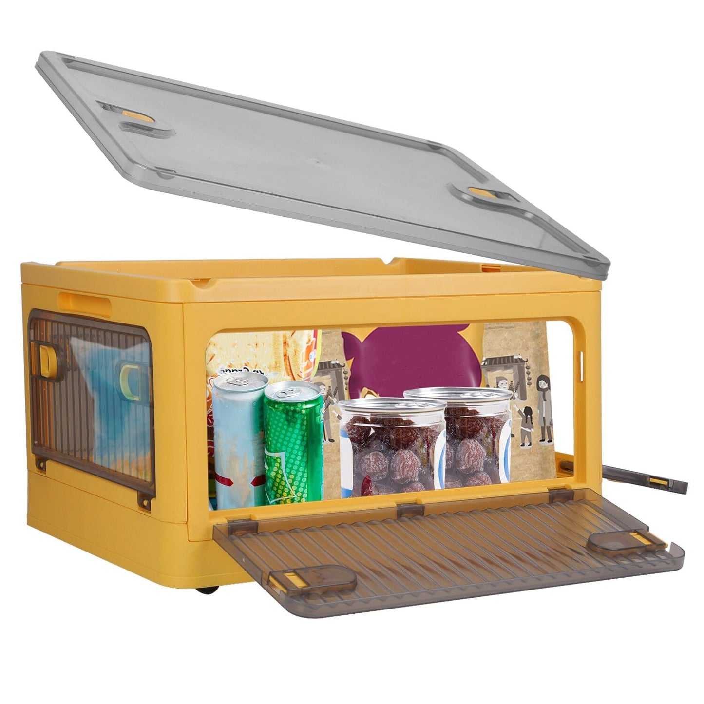 Foldable Storage Bins with Lid 4 Doors Collapsible Stackable with Lock __stock:50 Kitchen & Dining refund_fee:1800