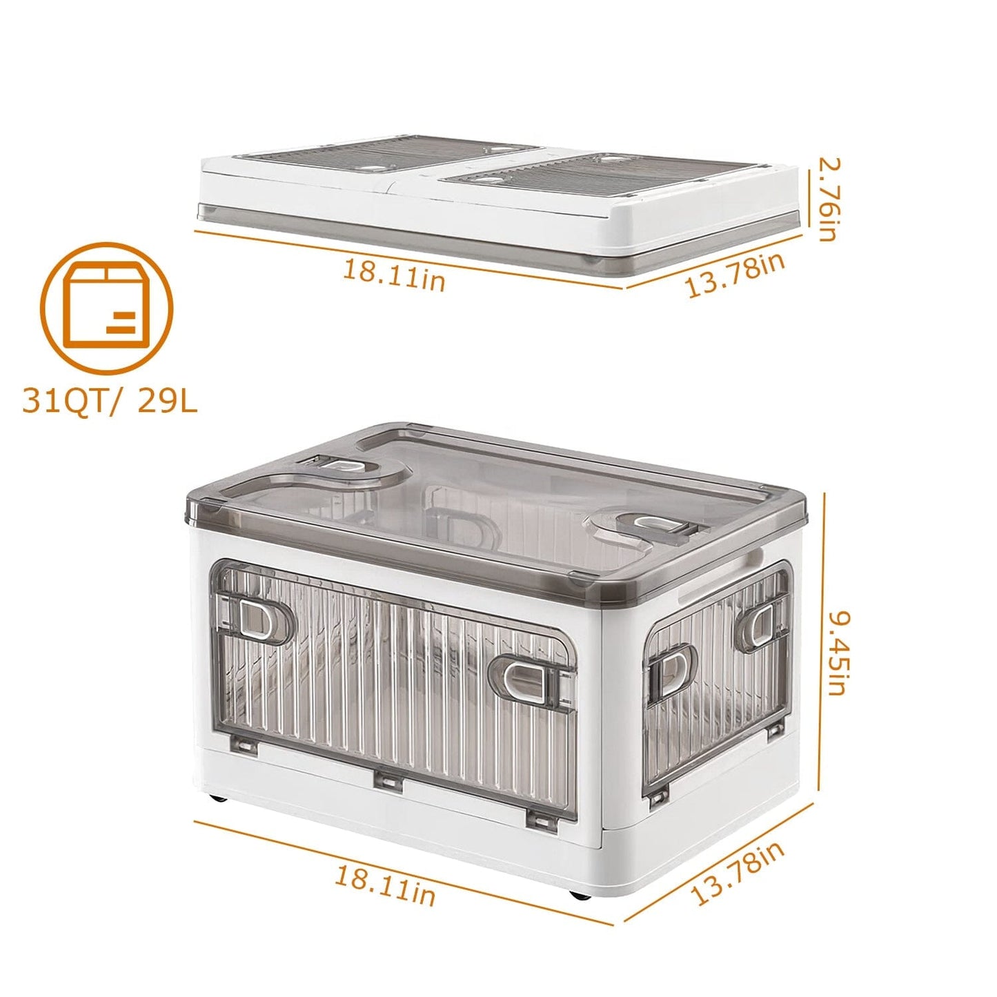 Foldable Storage Bins with Lid 4 Doors Collapsible Stackable with Lock __stock:50 Kitchen & Dining refund_fee:1800