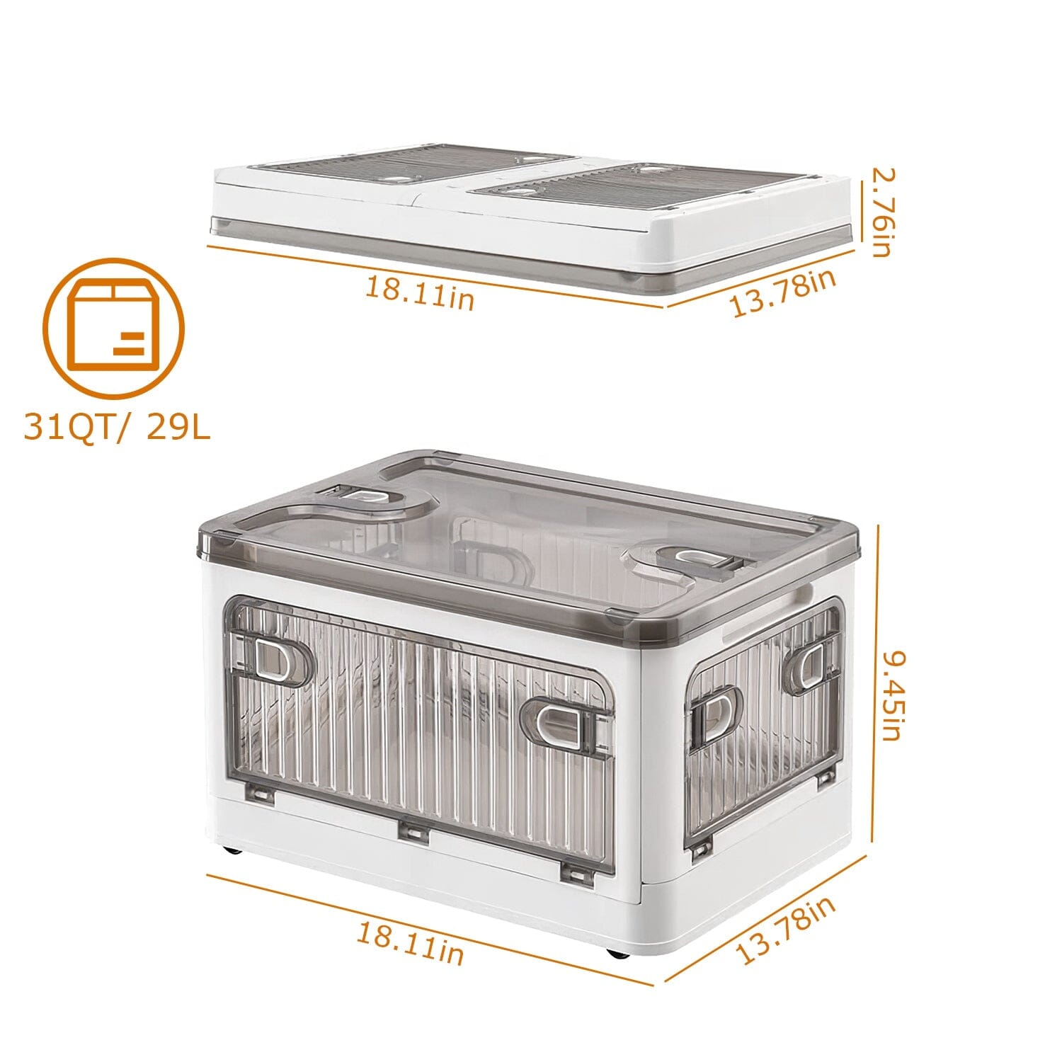 Foldable Storage Bins with Lid 4 Doors Collapsible Stackable with Lock __stock:50 Kitchen & Dining refund_fee:1800