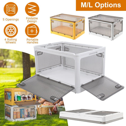 Foldable Storage Bins with Lid 4 Doors Collapsible Stackable with Lock __stock:50 Kitchen & Dining refund_fee:1800