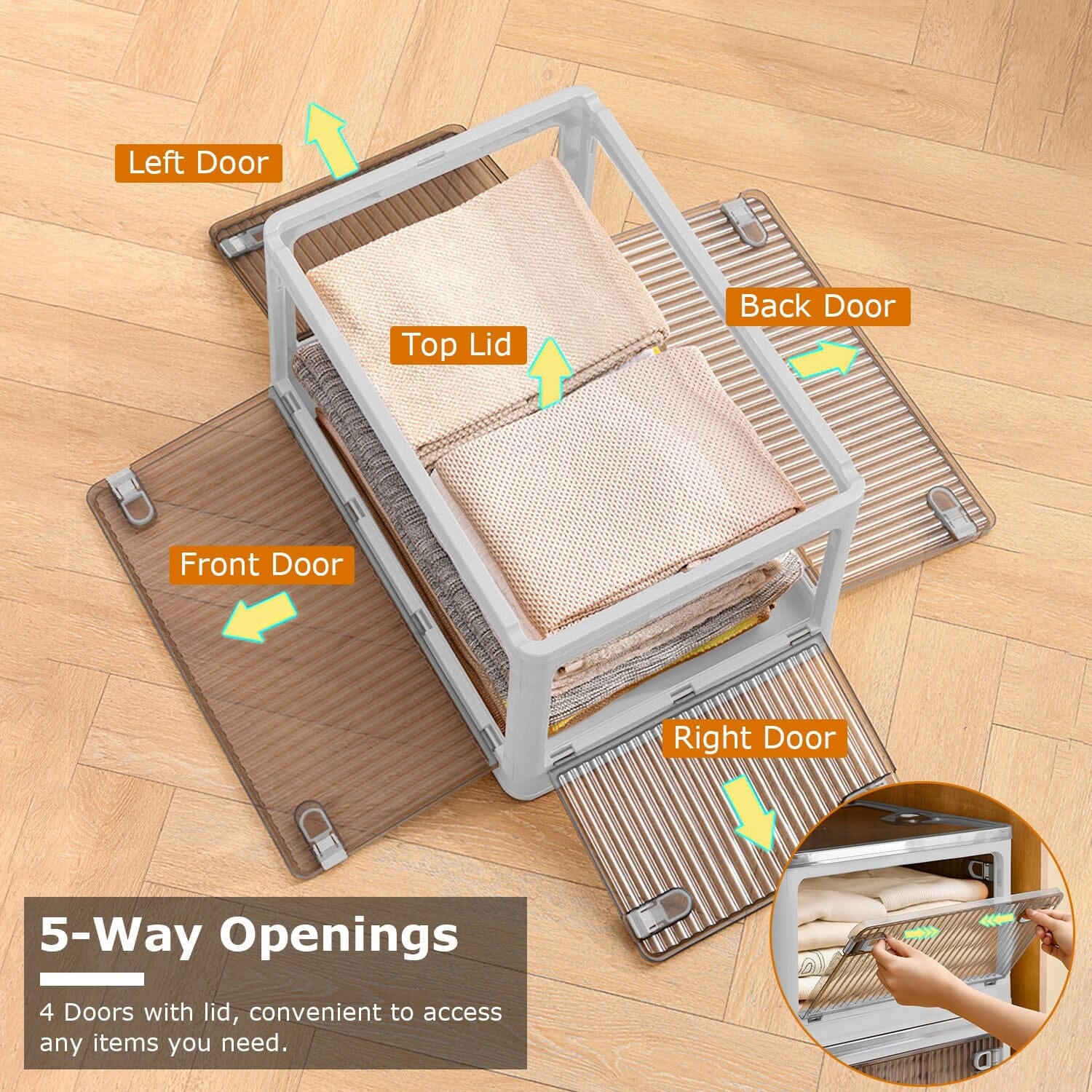 Foldable Storage Bins with Lid 4 Doors Collapsible Stackable with Lock __stock:50 Kitchen & Dining refund_fee:1800