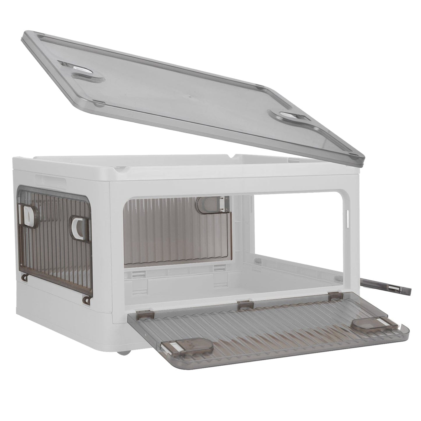 Foldable Storage Bins with Lid 4 Doors Collapsible Stackable with Lock White __stock:50 Kitchen & Dining refund_fee:1800