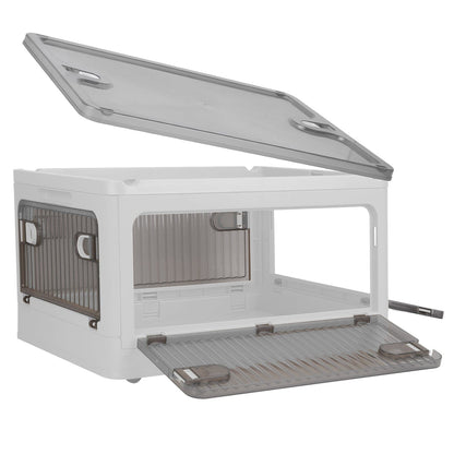 Foldable Storage Bins with Lid 4 Doors Collapsible Stackable with Lock White __stock:50 Kitchen & Dining refund_fee:1800