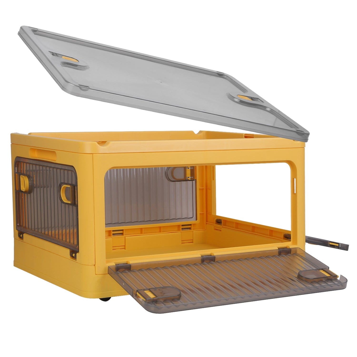 Foldable Storage Bins with Lid 4 Doors Collapsible Stackable with Lock Yellow __stock:50 Kitchen & Dining refund_fee:1800