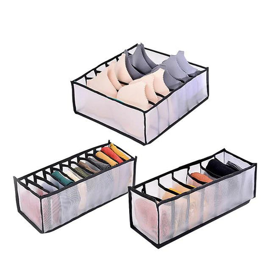 Foldable Underwear Storage Box Magic Mesh Transparent Plaid Fabric Black __stock:200 Closet & Storage refund_fee:800 show-color-swatches