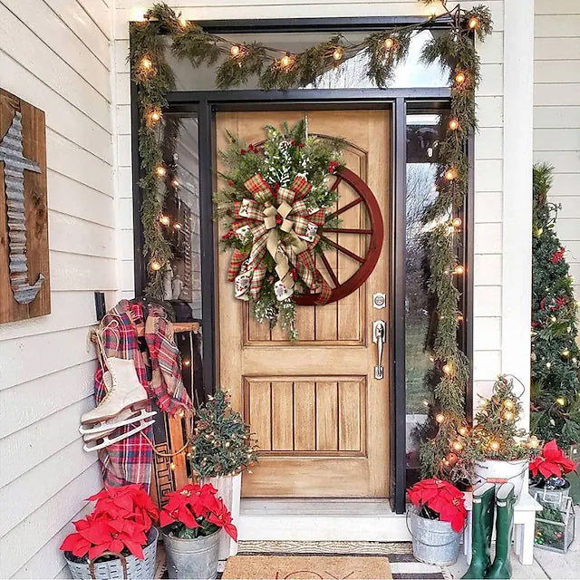 Front Door Wooden Vintage Winter Decorative Christmas Wreath __stock:200 Holiday Decor & Apparel refund_fee:1200