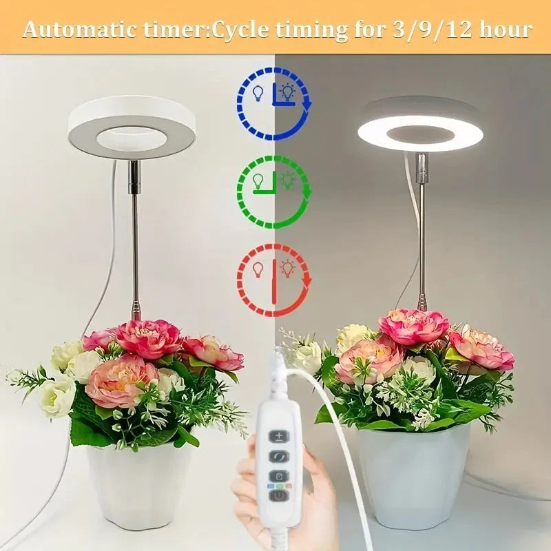 Full Spectrum LED Halo Plant Light With Stand Height Adjustable Auto Timer __stock:200 Garden & Patio refund_fee:800 Warranty