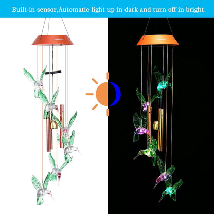 Garden Patio Yard Waterproof Solar Hummingbird Wind Chimes __stock:50 Garden & Patio Low stock refund_fee:1200