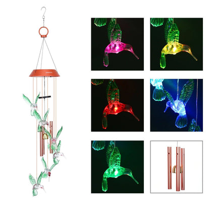 Garden Patio Yard Waterproof Solar Hummingbird Wind Chimes __stock:50 Garden & Patio Low stock refund_fee:1200