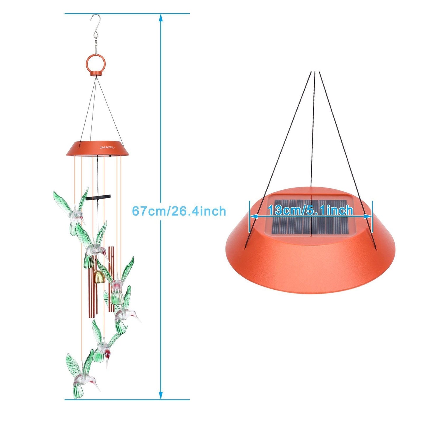 Garden Patio Yard Waterproof Solar Hummingbird Wind Chimes __stock:50 Garden & Patio Low stock refund_fee:1200