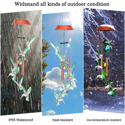 Garden Patio Yard Waterproof Solar Hummingbird Wind Chimes __stock:50 Garden & Patio Low stock refund_fee:1200