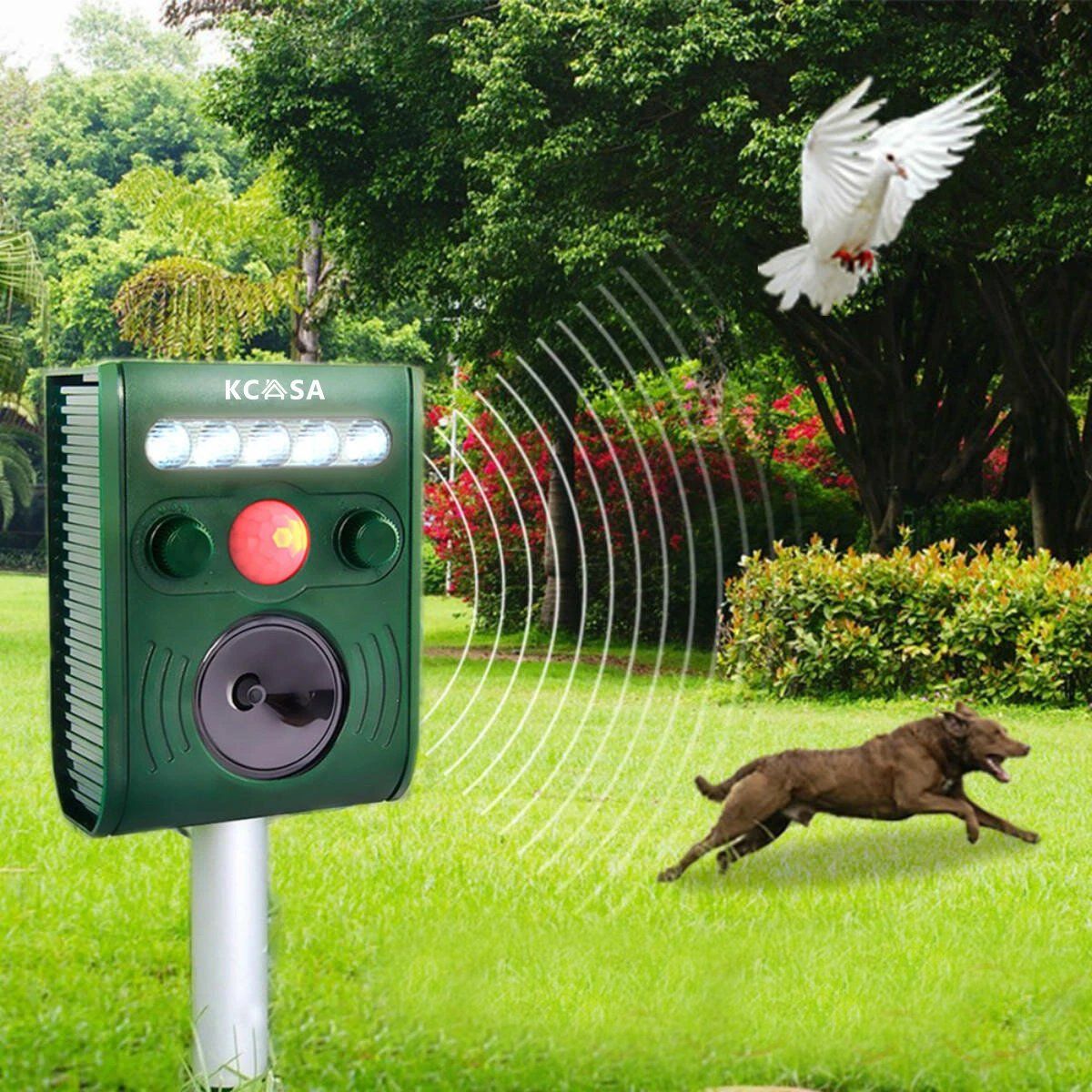 Garden Ultrasonic PIR Sensor Solar Animal Dispeller Pest Control refund_fee:1200 Warranty