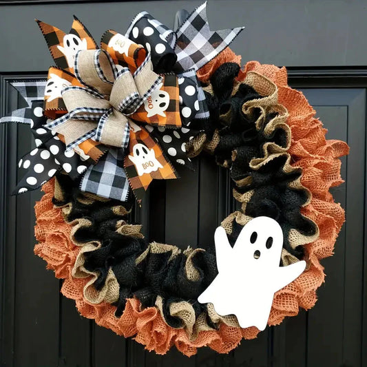 Ghost Halloween Wreath Front Door Décor __stock:200 Holiday Decor & Apparel refund_fee:1200