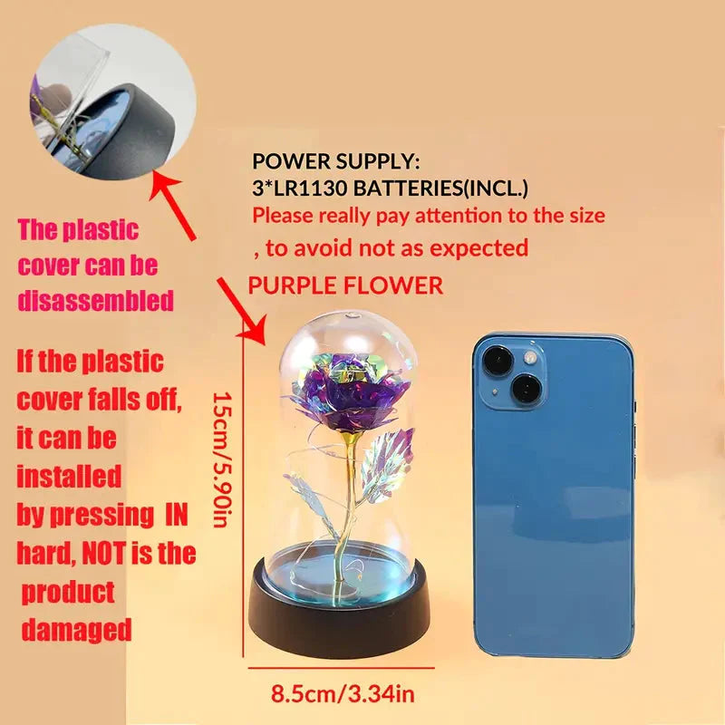 Golden Foil Rose Flower Lamp, Decorative Light Ornament __stock:200 Furniture and Décor refund_fee:800