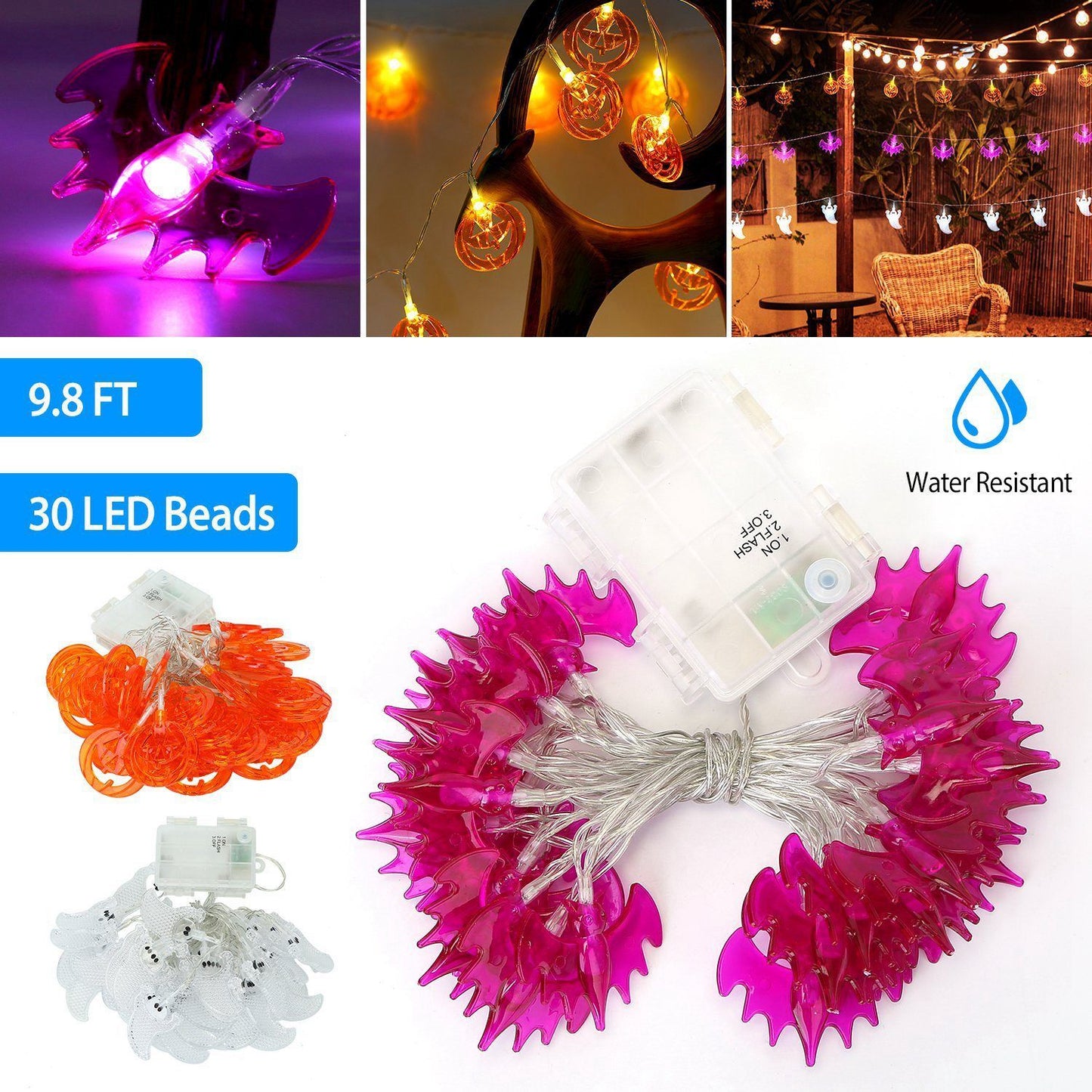 Halloween 30 LED String Lights __stock:50 Holiday Decor & Apparel Low stock refund_fee:1200 Warranty