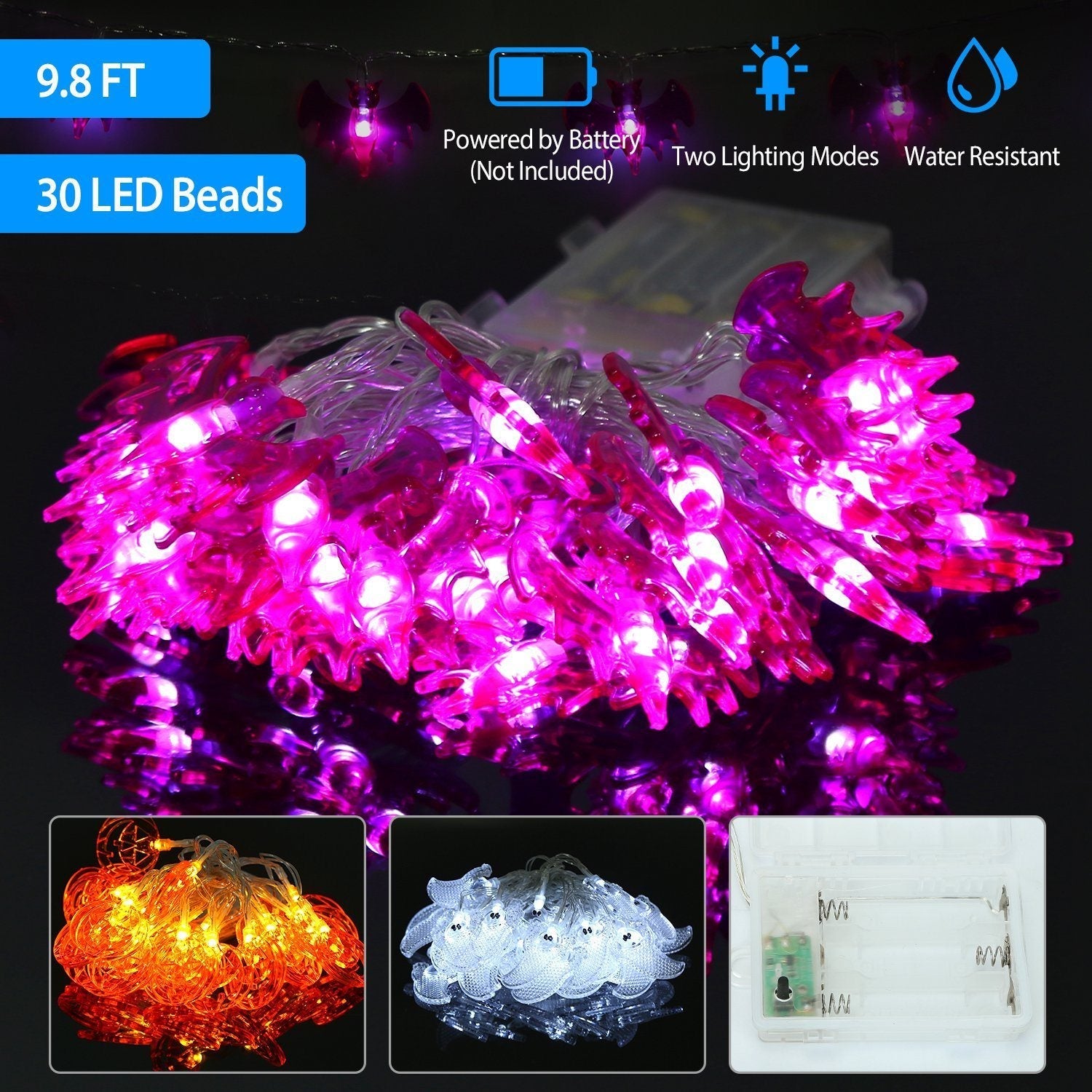 Halloween 30 LED String Lights __stock:50 Holiday Decor & Apparel Low stock refund_fee:1200 Warranty