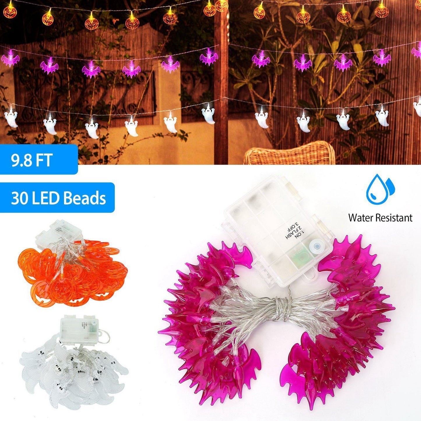 Halloween 30 LED String Lights __stock:50 Holiday Decor & Apparel Low stock refund_fee:1200 Warranty