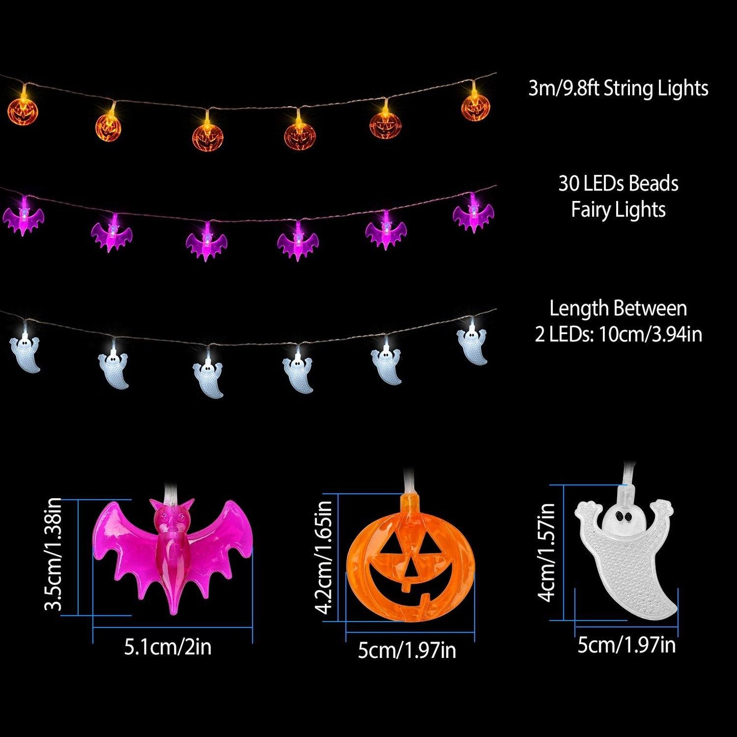 Halloween 30 LED String Lights __stock:50 Holiday Decor & Apparel Low stock refund_fee:1200 Warranty