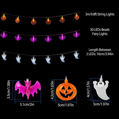 Halloween 30 LED String Lights __stock:50 Holiday Decor & Apparel Low stock refund_fee:1200 Warranty