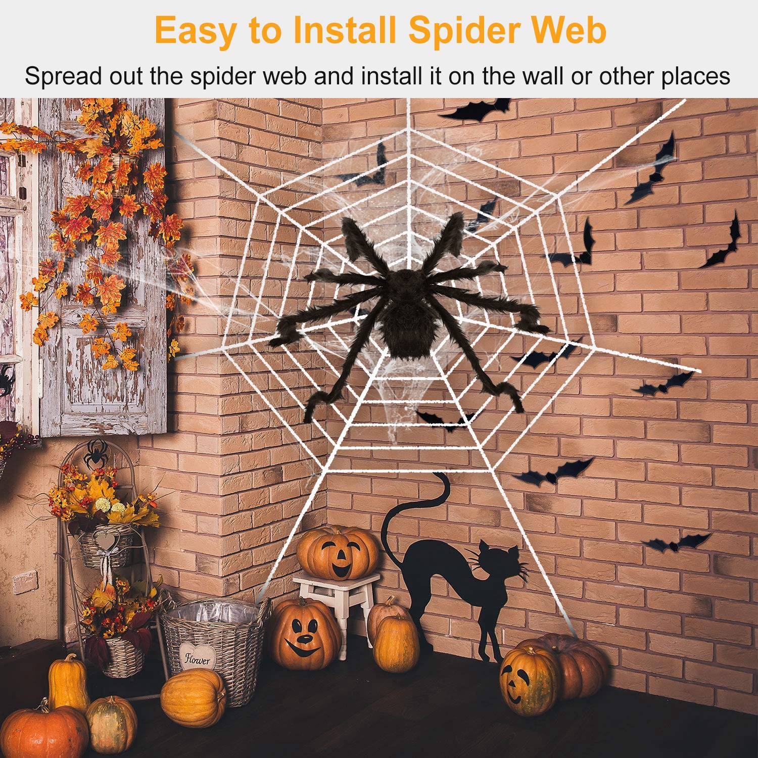 Halloween Decorations Spider Outdoor Stretch Cobweb Holiday Decor & Apparel refund_fee:1200