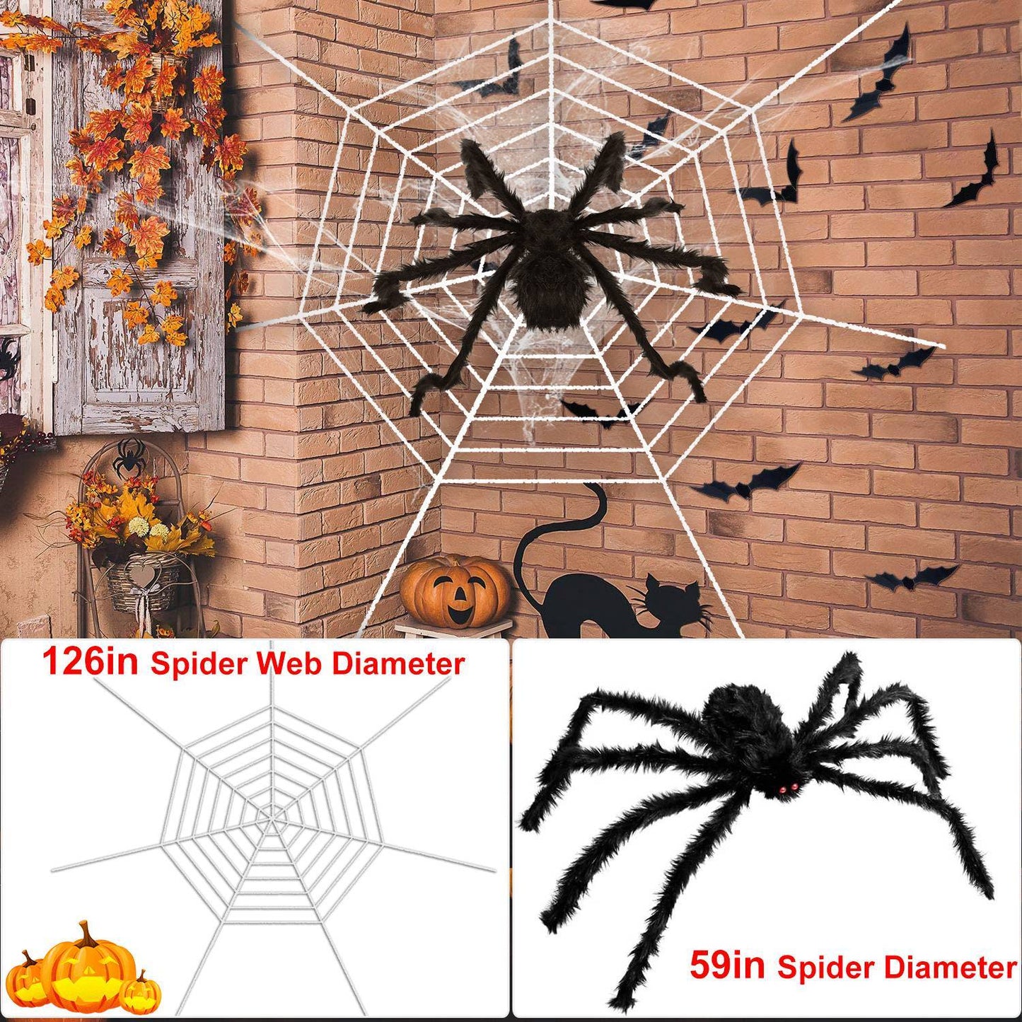 Halloween Decorations Spider Outdoor Stretch Cobweb Holiday Decor & Apparel refund_fee:1200