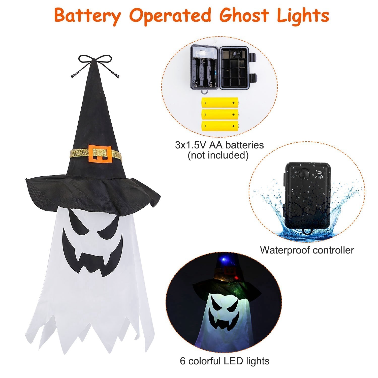 Halloween Ghost Witch Hat Hanging Light Lantern __stock:50 Holiday Decor & Apparel Low stock refund_fee:1200