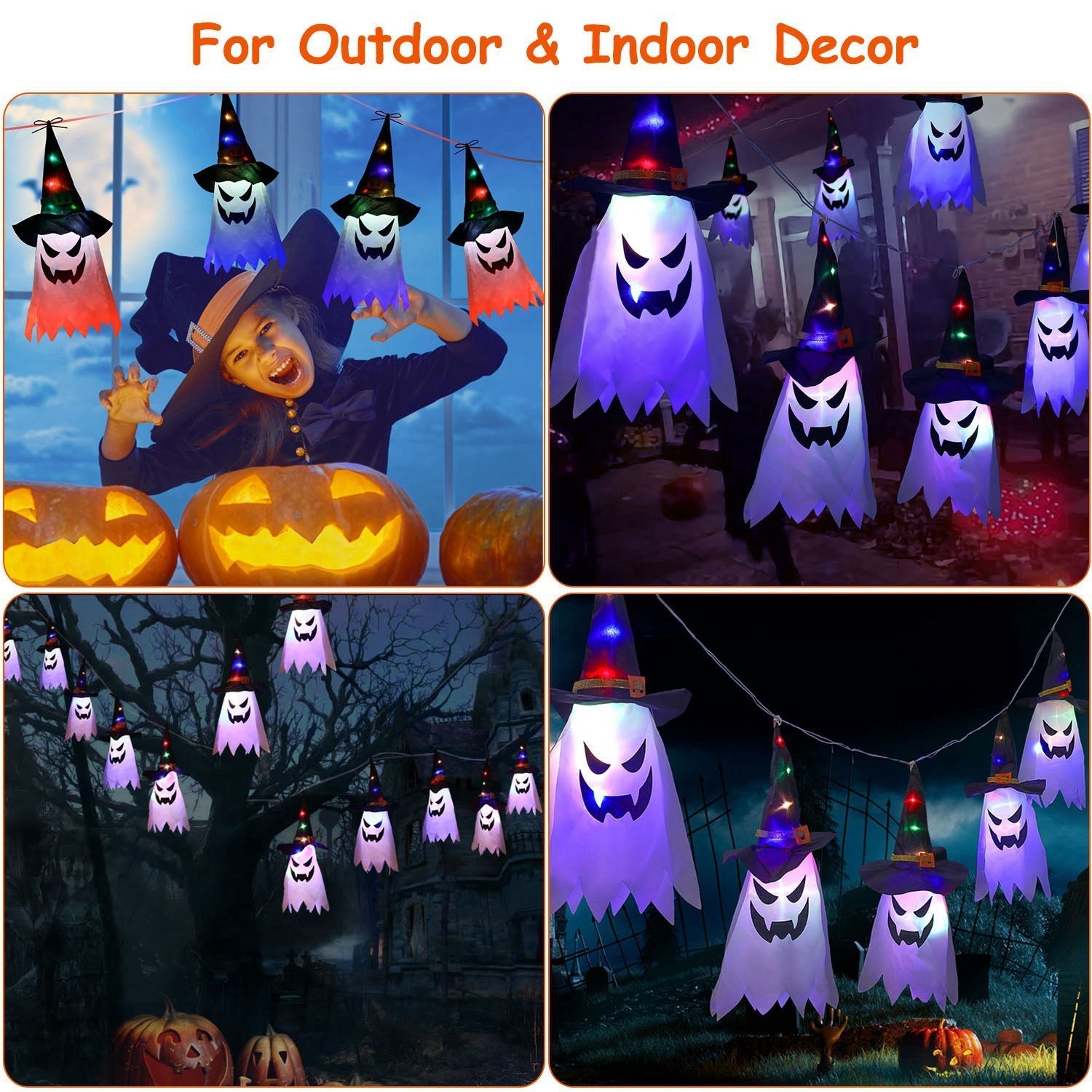 Halloween Ghost Witch Hat Hanging Light Lantern __stock:50 Holiday Decor & Apparel Low stock refund_fee:1200