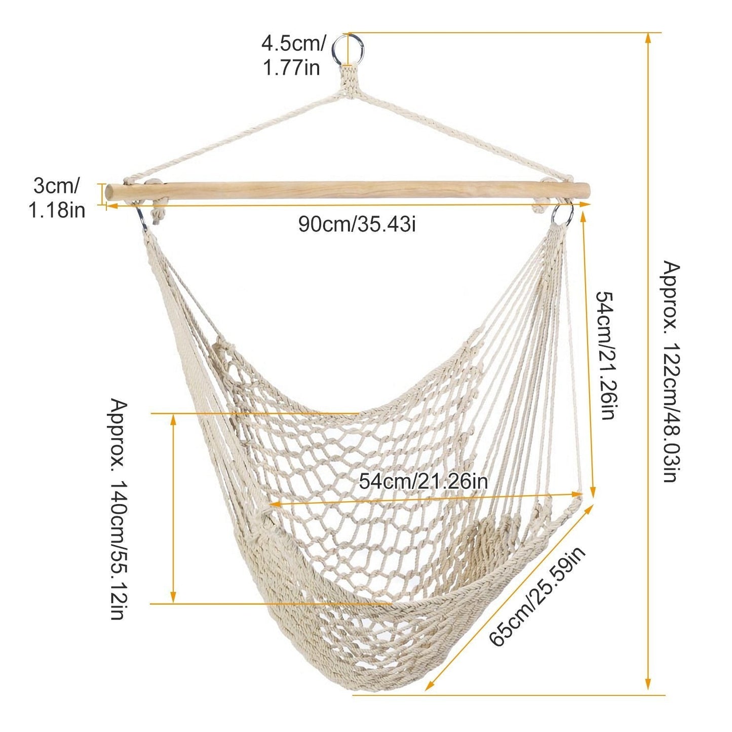 Hammock Chair Hanging Rope Seat Garden & Patio refund_fee:1800