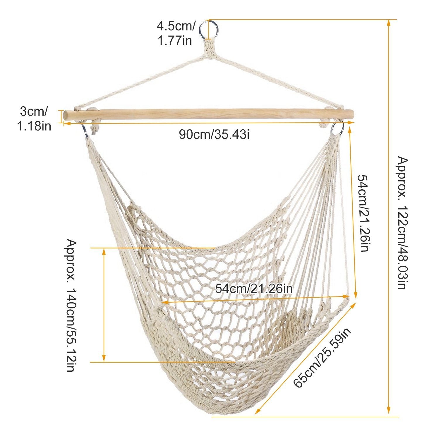 Hammock Chair Hanging Rope Seat Garden & Patio refund_fee:1800