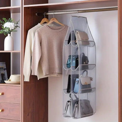 Handbag Hanging Organizer Hanging Bag Gray 8 Grids __stock:200 Closet & Storage refund_fee:800 show-color-swatches