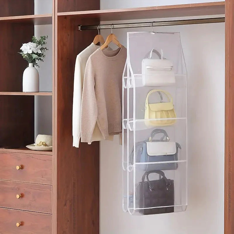 Handbag Hanging Organizer Hanging Bag White 8 Grids __stock:200 Closet & Storage refund_fee:800 show-color-swatches