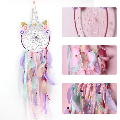 Handmade Feather Dream Catcher Wall Hanging Decoration __stock:200 Furniture and Décor refund_fee:800 show-color-swatches