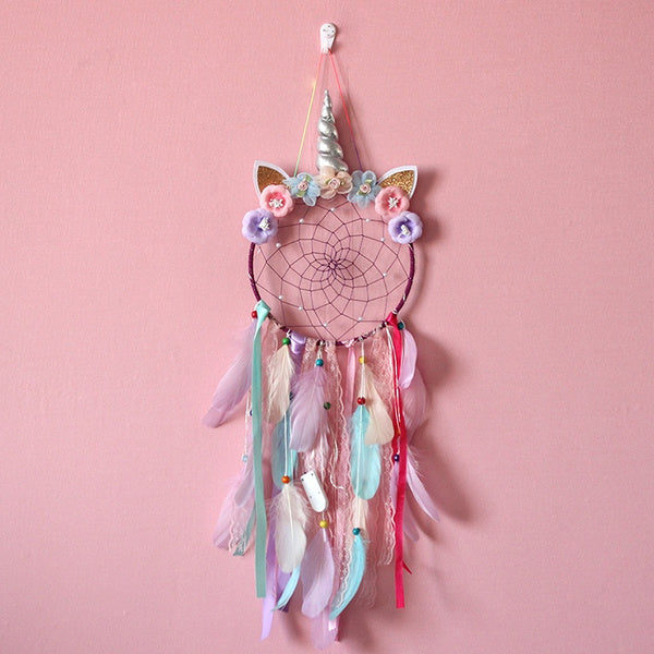 Handmade Feather Dream Catcher Wall Hanging Decoration Purple Without Light __stock:200 Furniture and Décor refund_fee:800 show-color-swatches