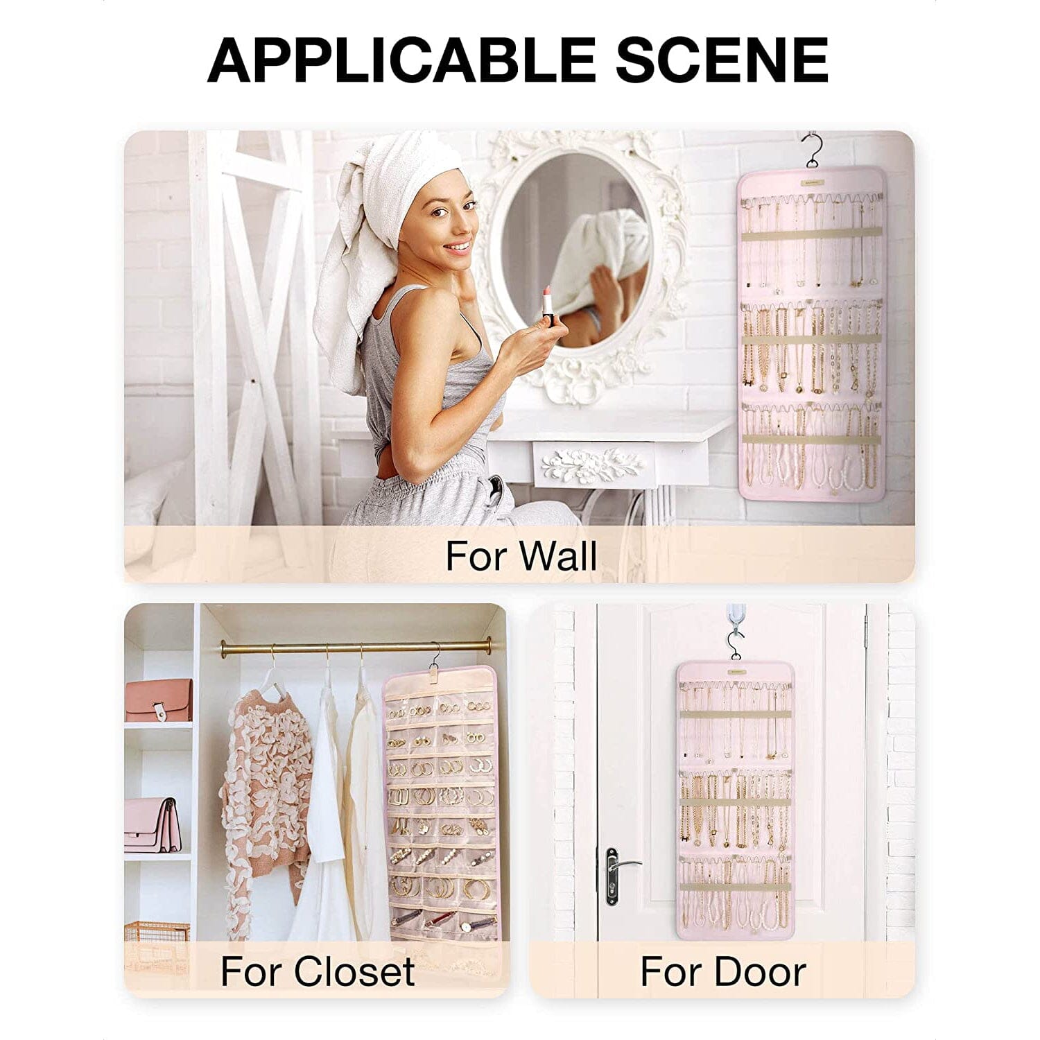 Hanging Jewelry Organizer Storage Roll __stock:200 Closet & Storage refund_fee:800