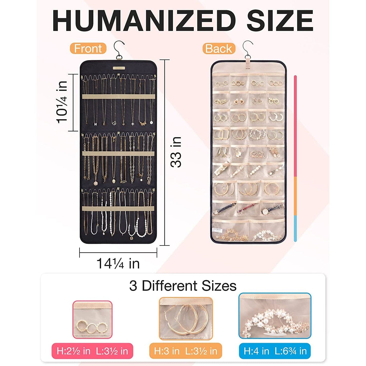 Hanging Jewelry Organizer Storage Roll __stock:200 Closet & Storage refund_fee:800