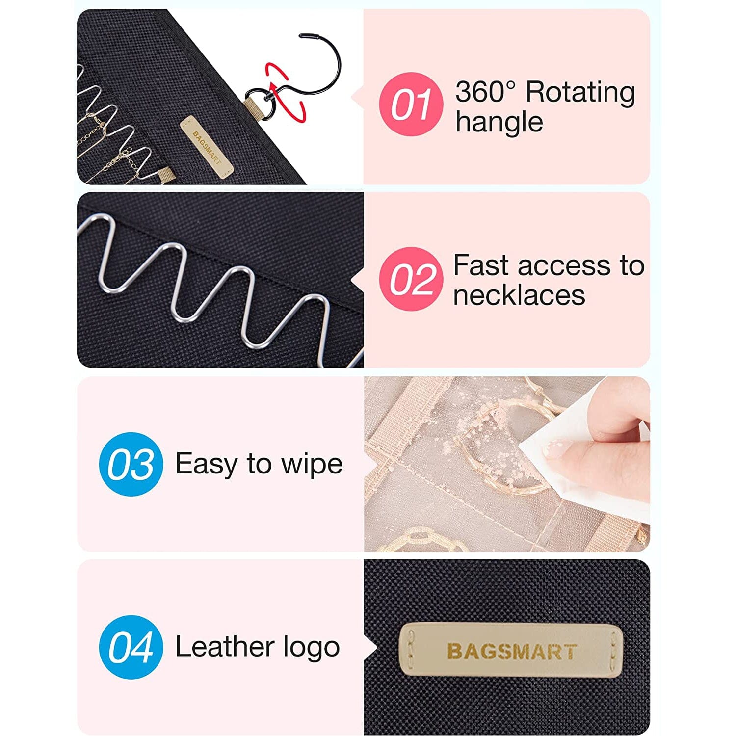 Hanging Jewelry Organizer Storage Roll __stock:200 Closet & Storage refund_fee:800