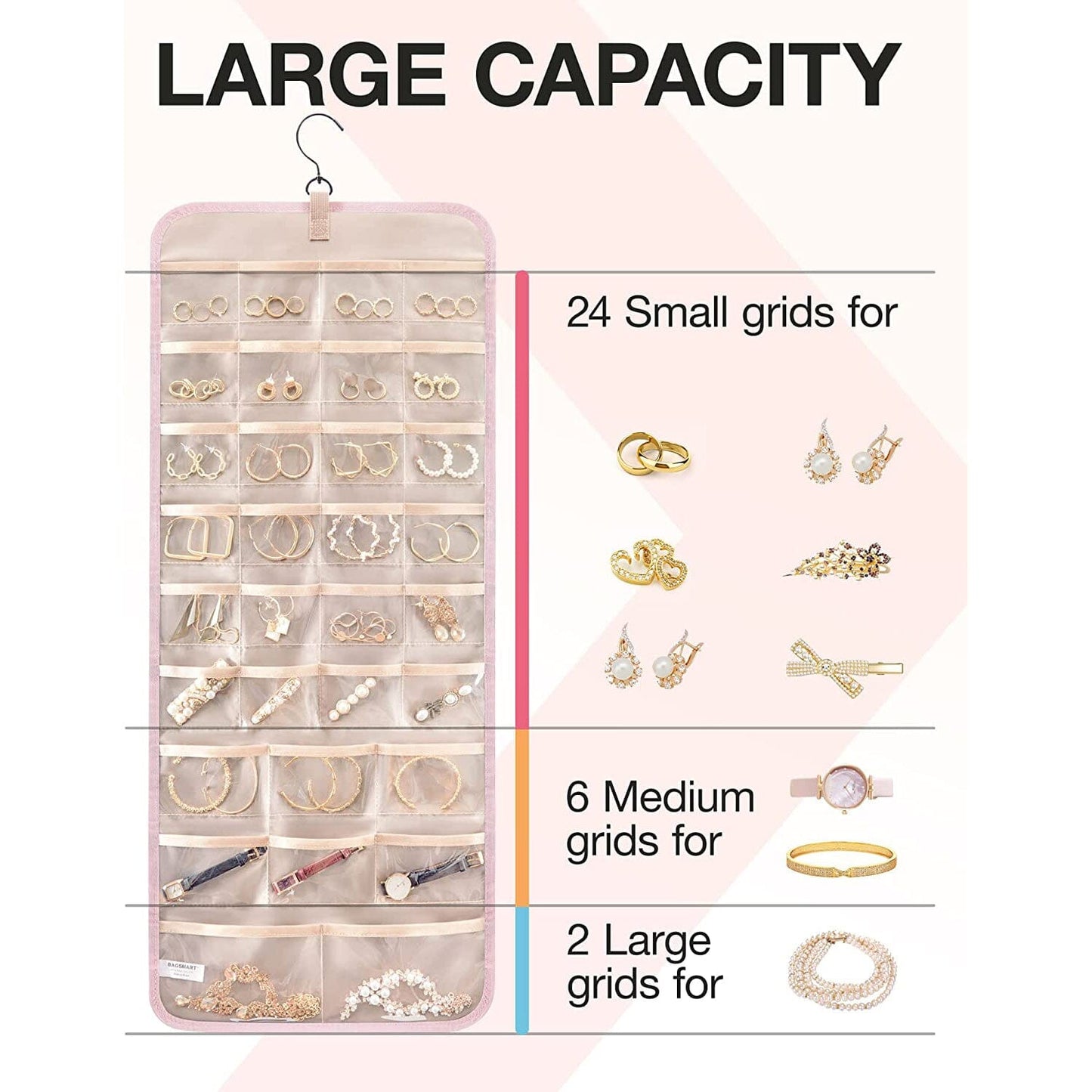 Hanging Jewelry Organizer Storage Roll __stock:200 Closet & Storage refund_fee:800