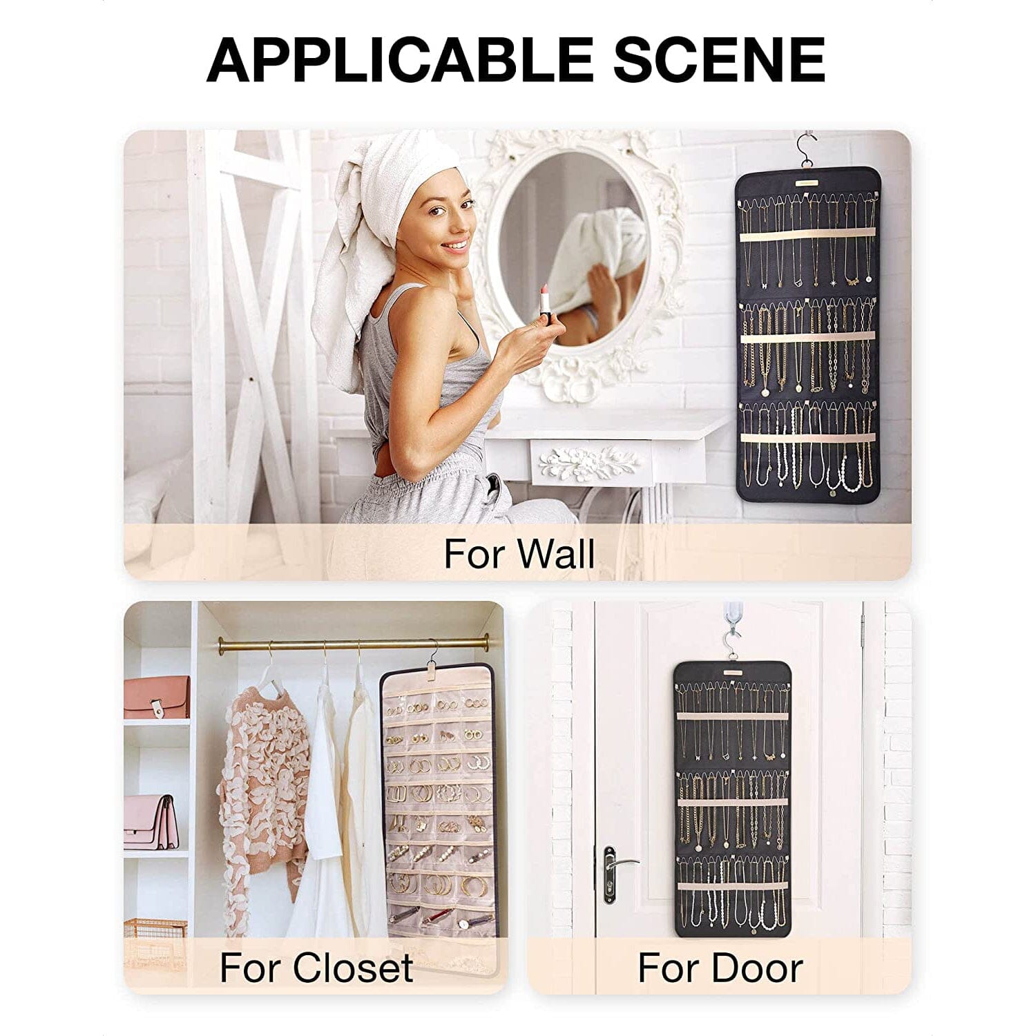 Hanging Jewelry Organizer Storage Roll __stock:200 Closet & Storage refund_fee:800