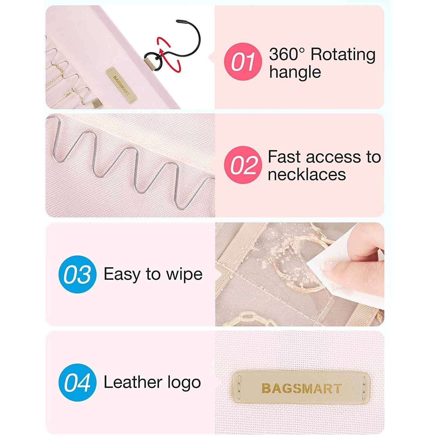 Hanging Jewelry Organizer Storage Roll __stock:200 Closet & Storage refund_fee:800