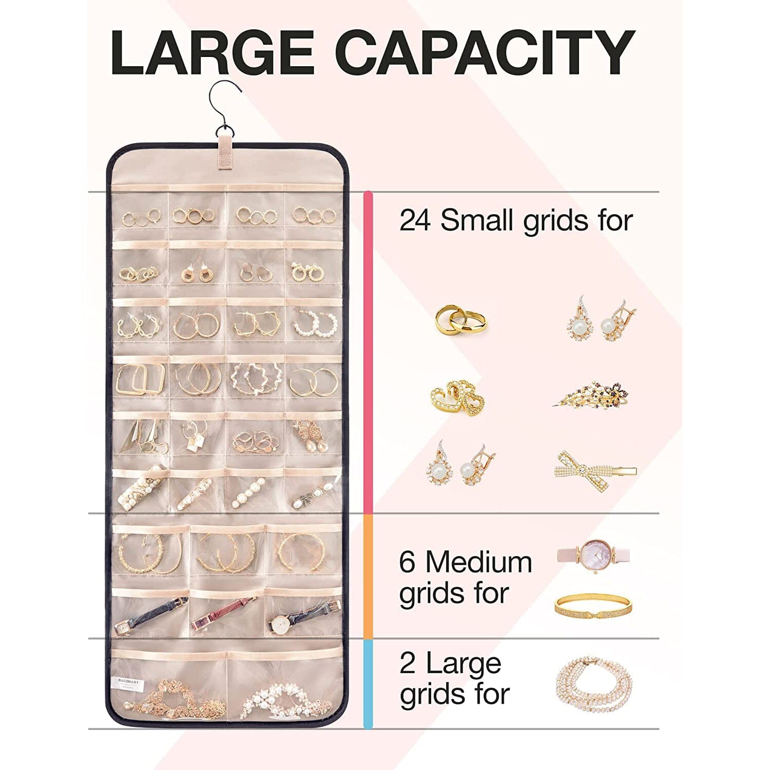 Hanging Jewelry Organizer Storage Roll __stock:200 Closet & Storage refund_fee:800