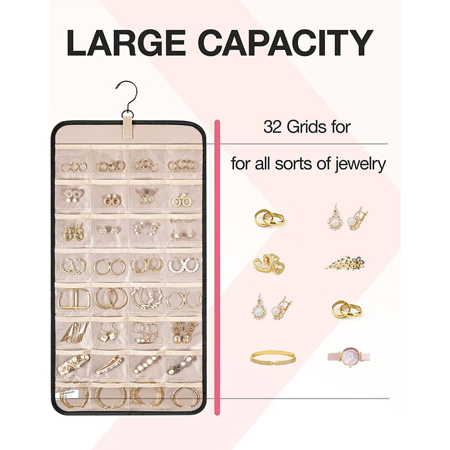 Hanging Jewelry Organizer Storage Roll __stock:200 Closet & Storage refund_fee:800