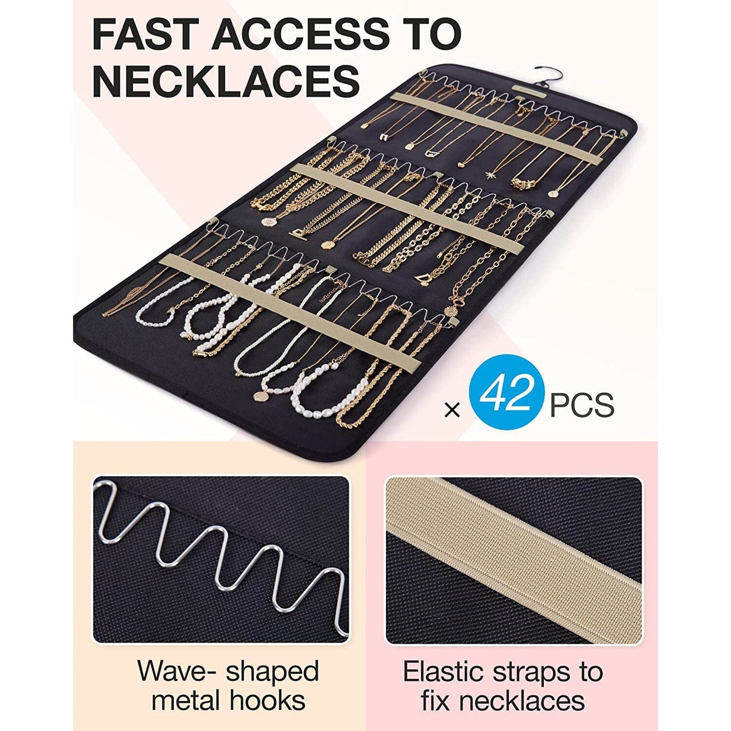 Hanging Jewelry Organizer Storage Roll __stock:200 Closet & Storage refund_fee:800